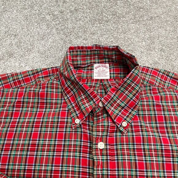 Brooks Brothers Button Down Shirt Mens 16 XL Multicolor Plaid Cotton Outdoor - Picture 3 of 9